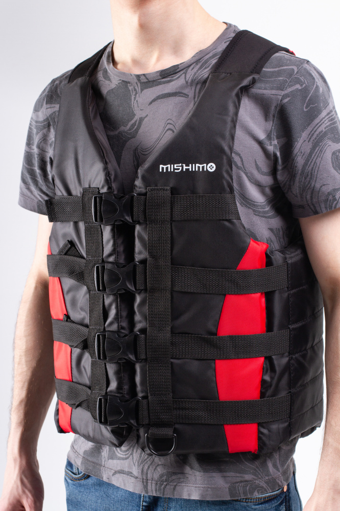 Жилет спасательный MISHIMO PRO Премиум качества Черно-красный в Рязани