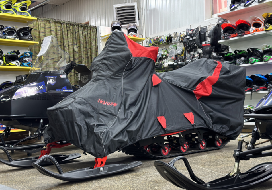 Чехол транспорт. снегохода IKUDZO HUNTER черно-красный Оксфорд ПРЕМИУМ качества с лого IKUDZO в Рязани