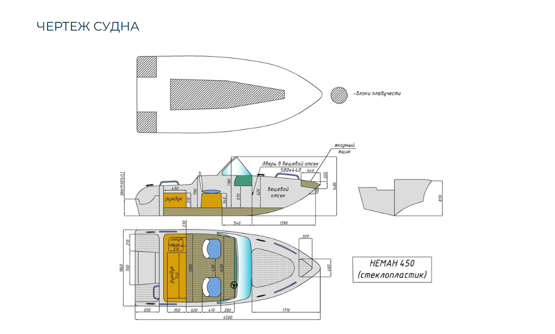 Стеклопластиковый катер Neman-450 в Рязани