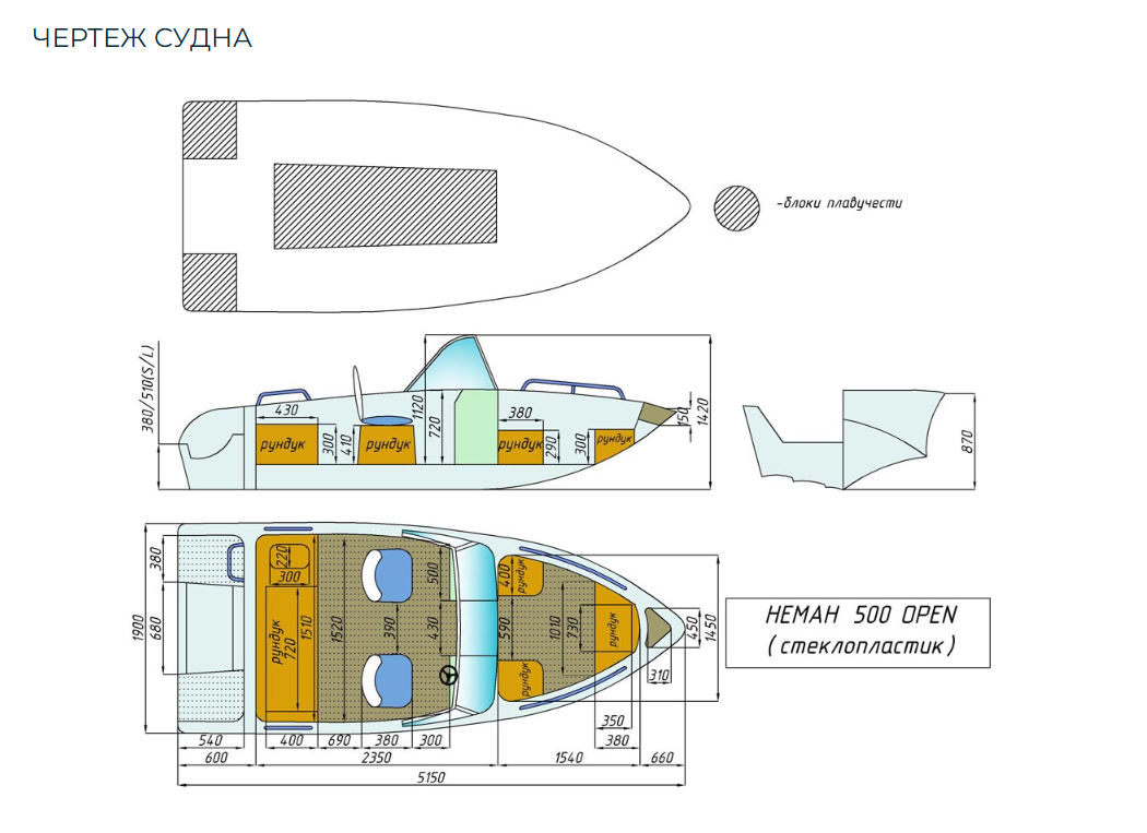 Стеклопластиковый катер Neman-500 Open в Рязани