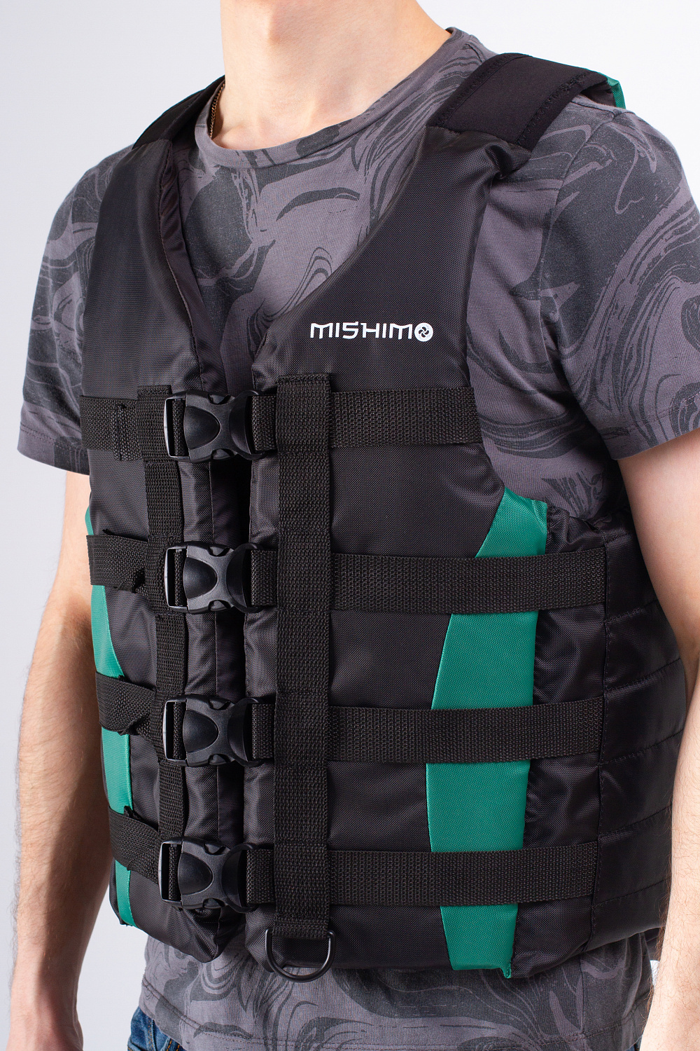 Жилет спасательный MISHIMO PRO Премиум качества Черно-зеленый в Рязани