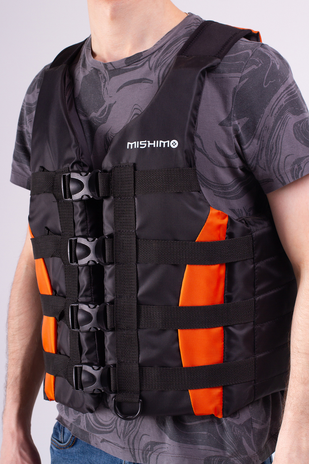 Жилет спасательный MISHIMO PRO Премиум качества Черно-оранжевый в Рязани